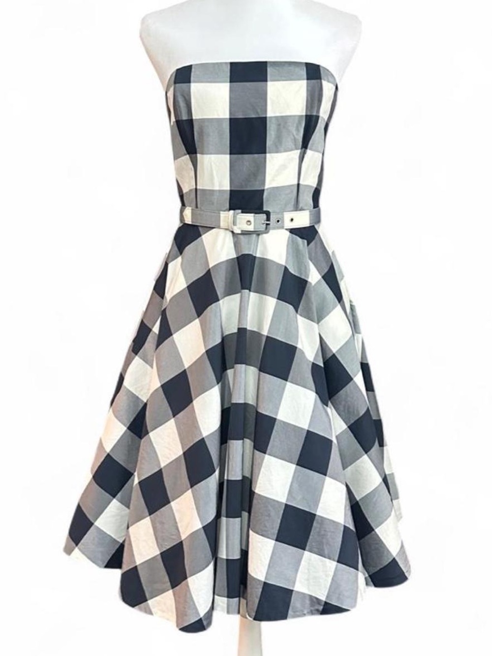 VTG 1999 Liz Claiborne Blue and White Gingham fit and flare 50s style dress
